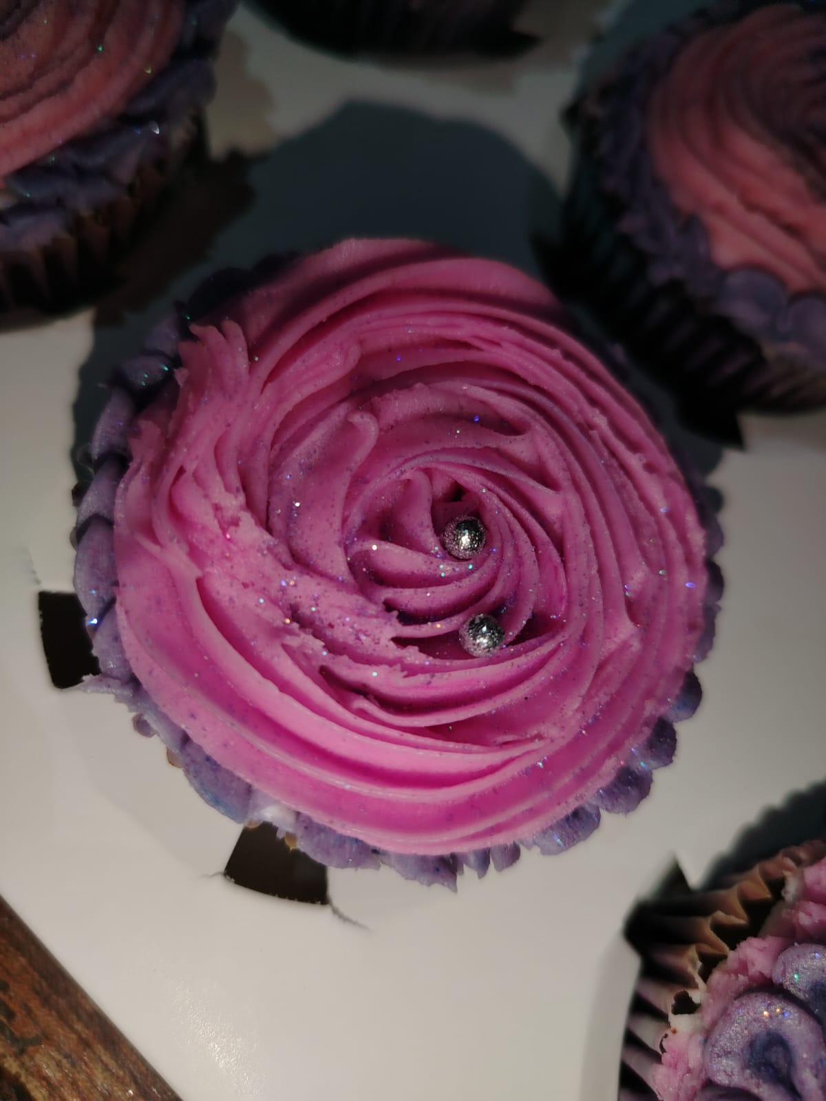 Purple decorated cupcake